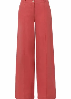 bonprix Kurzgrößen|Hosen^Palazzo-Hose aus luftigem Leinen-Mix rhabarber