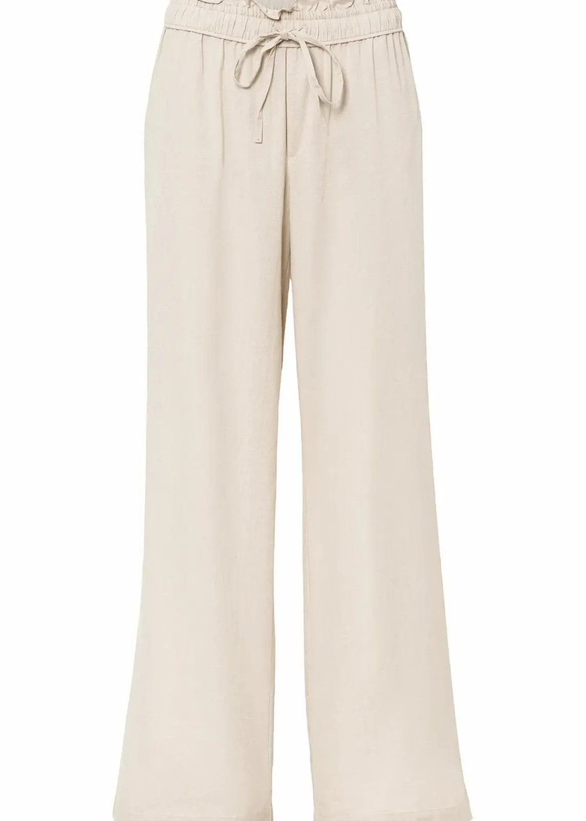 bonprix Kurzgrößen|Hosen^Palazzo-Hose aus luftigem Leinen-Mix kieselbeige