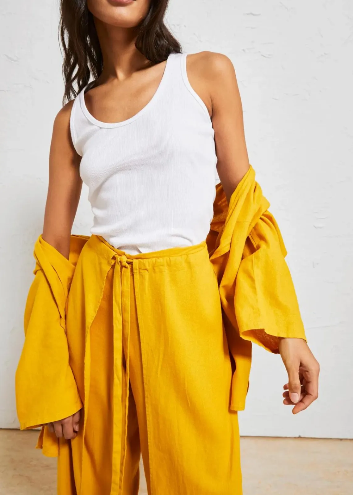 bonprix Bekleidung·Kleider|Hosen^Palazzo-Hose aus luftigem Leinen-Mix ockergold