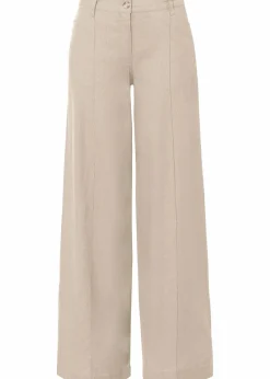 bonprix Kurzgrößen|Bekleidung·Kleider^Palazzo-Hose aus luftigem Leinen-Mix beige
