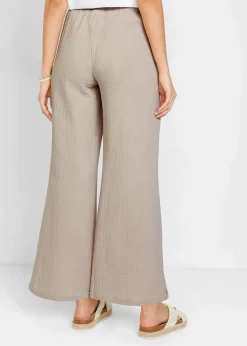 bonprix Kurzgrößen|Bekleidung·Kleider^Palazzo-Hose aus Musselin steingrau