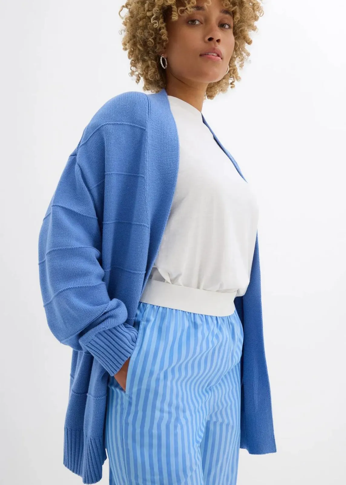 bonprix Bekleidung·Kleider|Hosen^Palazzo-Hose aus Popeline gletscherblau/babyblau längs gestreift