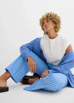 bonprix Bekleidung·Kleider|Hosen^Palazzo-Hose aus Popeline gletscherblau/babyblau längs gestreift
