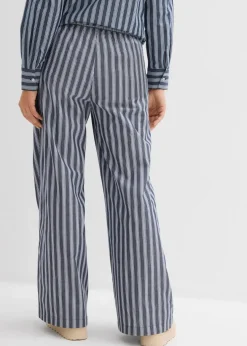 bonprix Bekleidung·Kleider|Hosen^Palazzo-Hose aus reiner Baumwolle dunkelblau/weiß längs gestreift
