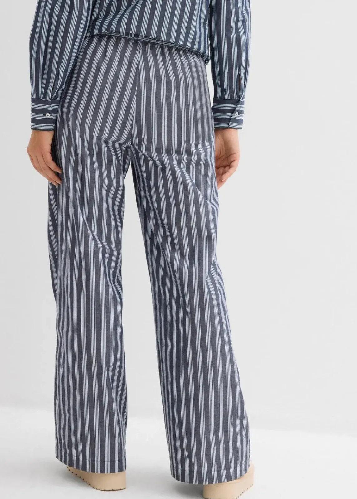 bonprix Bekleidung·Kleider|Hosen^Palazzo-Hose aus reiner Baumwolle dunkelblau/weiß längs gestreift
