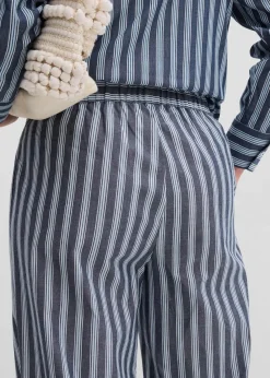 bonprix Bekleidung·Kleider|Hosen^Palazzo-Hose aus reiner Baumwolle dunkelblau/weiß längs gestreift