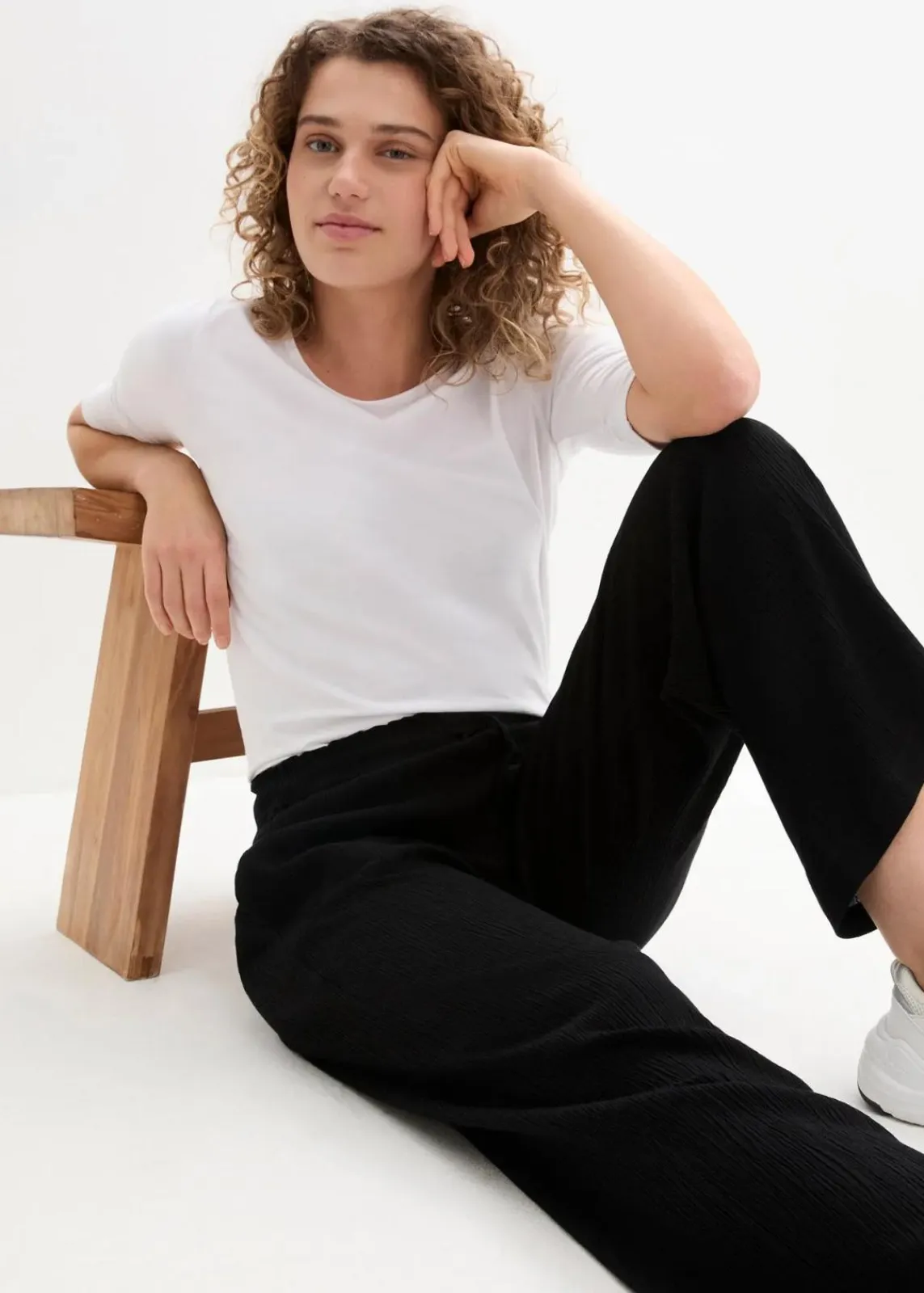 bonprix Bekleidung·Kleider|Hosen^Palazzo-Hose aus reiner Viskose schwarz
