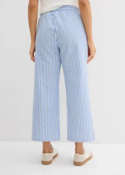 bonprix Hosen|Bekleidung·Kleider^Palazzo-Hose aus Seersucker, 7/8 Länge gletscherblau/wollweiß