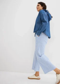 bonprix Hosen|Bekleidung·Kleider^Palazzo-Hose aus Seersucker, 7/8 Länge gletscherblau/wollweiß
