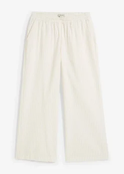bonprix Bekleidung·Kleider|Hosen^Palazzo-Hose aus Seersucker, 7/8 Länge hellsand/wollweiß