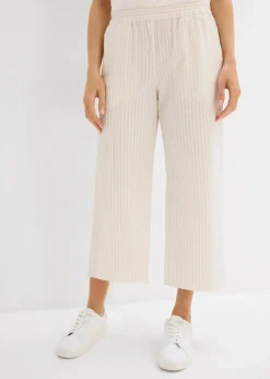 bonprix Bekleidung·Kleider|Hosen^Palazzo-Hose aus Seersucker, 7/8 Länge hellsand/wollweiß