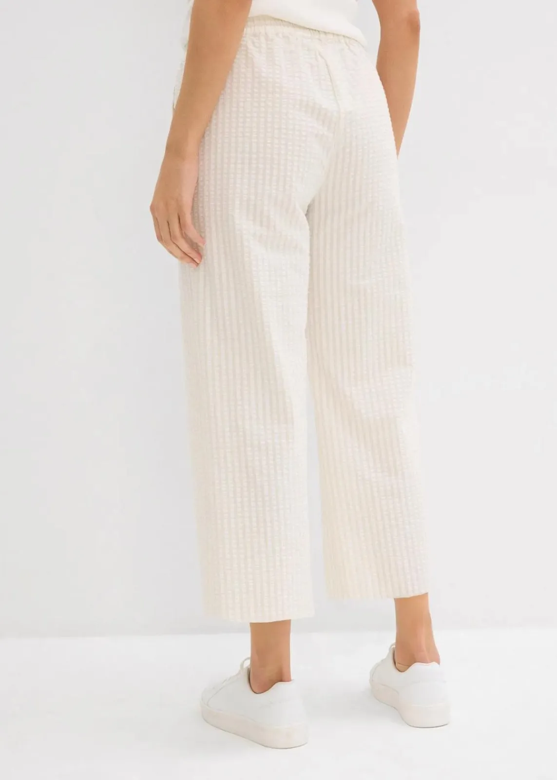 bonprix Bekleidung·Kleider|Hosen^Palazzo-Hose aus Seersucker, 7/8 Länge hellsand/wollweiß