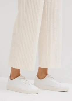 bonprix Bekleidung·Kleider|Hosen^Palazzo-Hose aus Seersucker, 7/8 Länge hellsand/wollweiß