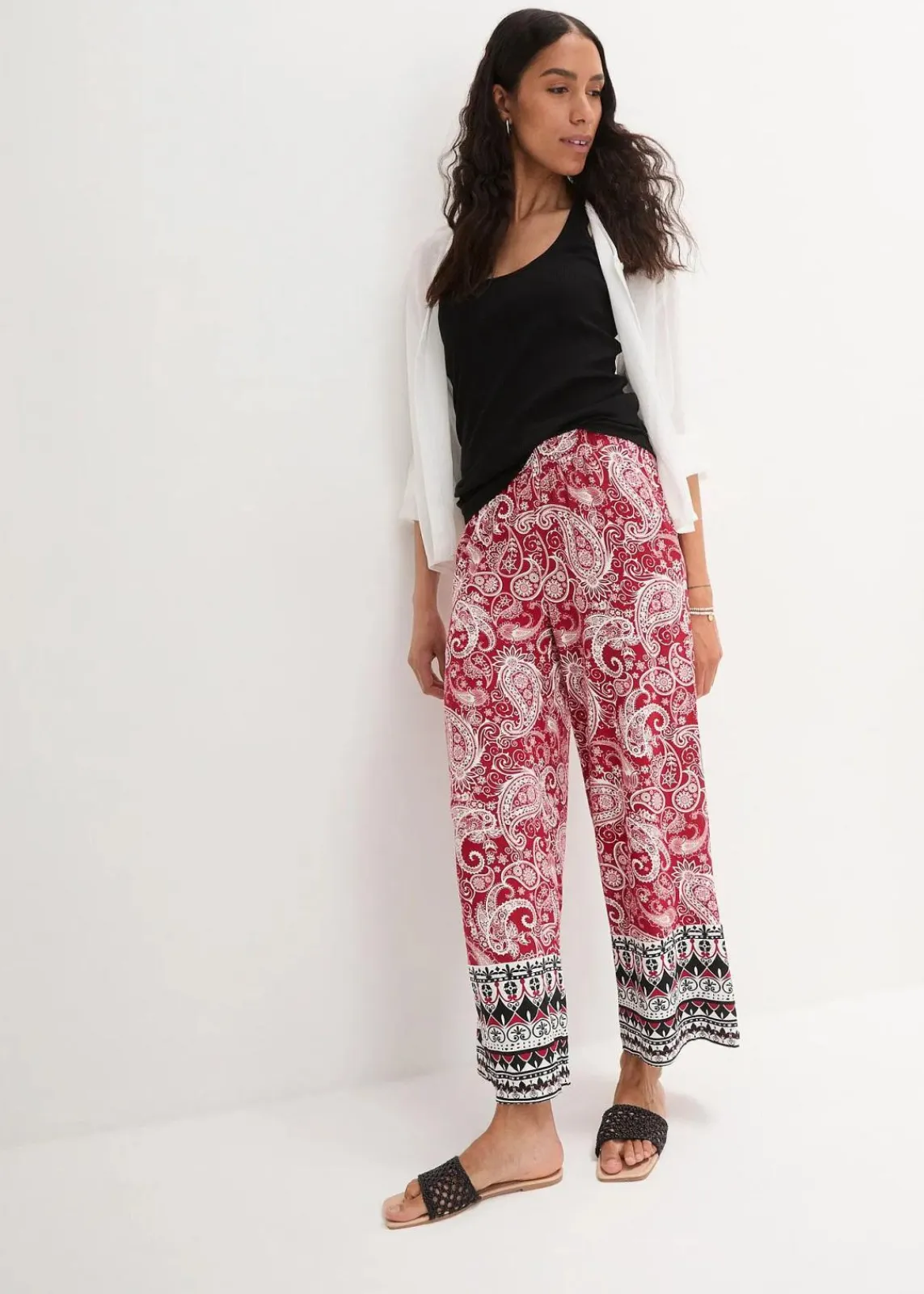 bonprix Nachhaltigere Materialien|Hosen^Palazzo-Hose aus softem Viskose-Mix chillirot paisley
