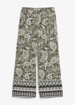 bonprix Bekleidung·Kleider|Hosen^Palazzo-Hose aus softem Viskose-Mix dunkeloliv paisley