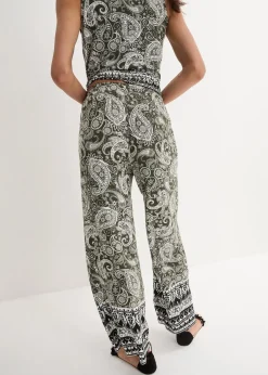 bonprix Bekleidung·Kleider|Hosen^Palazzo-Hose aus softem Viskose-Mix dunkeloliv paisley