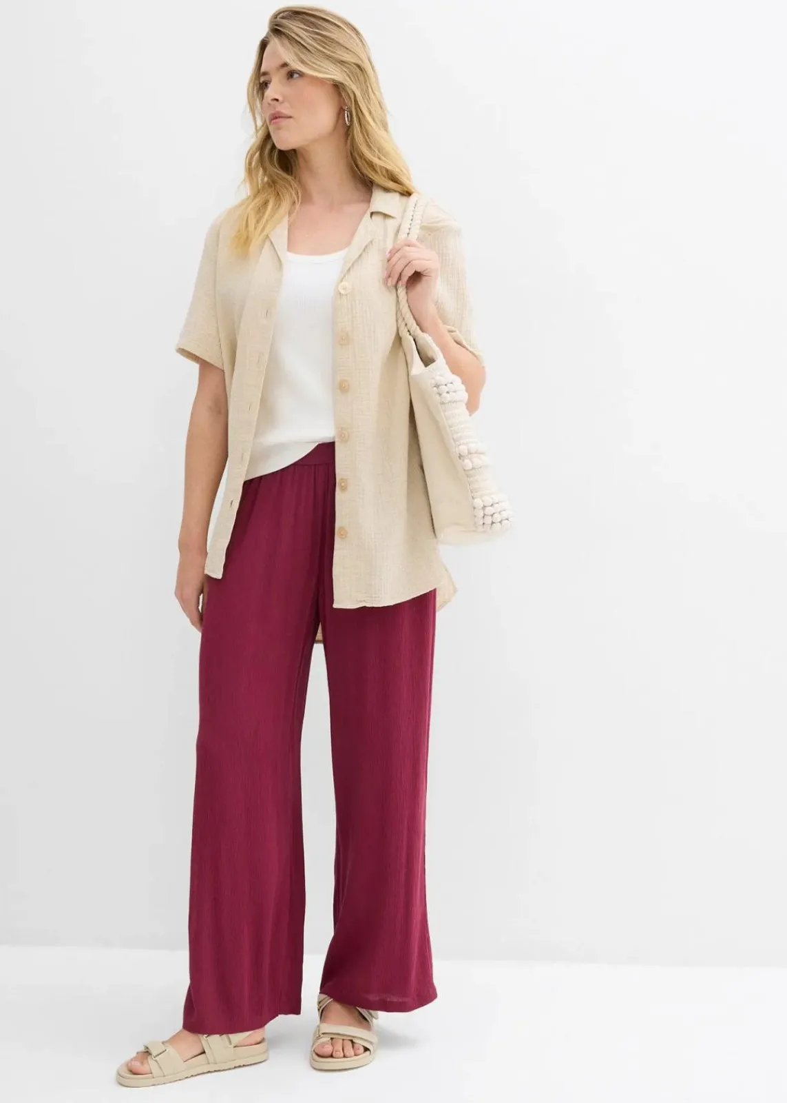 bonprix Nachhaltigere Materialien|Hosen^Palazzo-Hose aus softer Viskose rhododendronrot