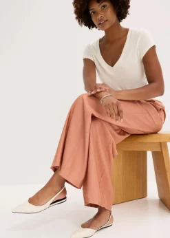 bonprix Bekleidung·Kleider|Hosen^Palazzo-Hose aus strukturiertem Viskose-Mix cognac