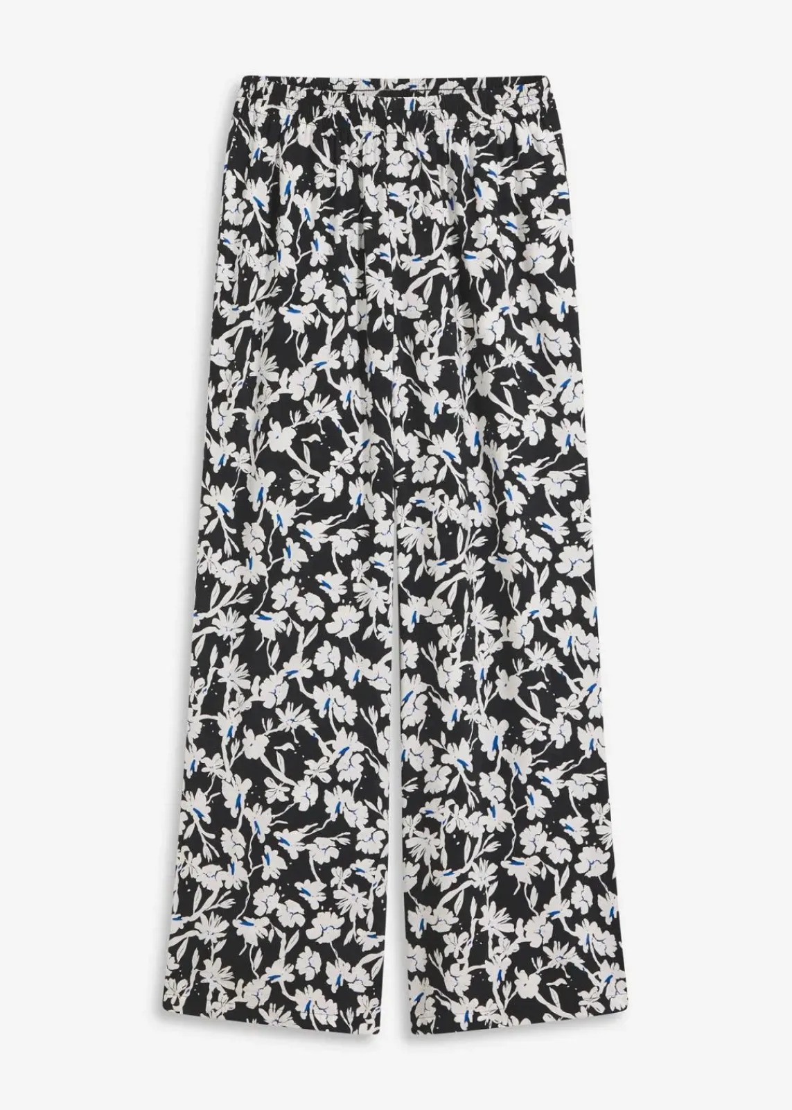 bonprix Bekleidung·Kleider|Hosen^Palazzo-Hose aus strukturiertem Material schwarz/wollweiß geblümt