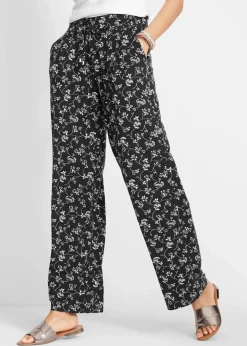 bonprix Nachhaltigere Materialien|Hosen^Palazzo-Hose aus Viskose-Mix schwarz geblümt