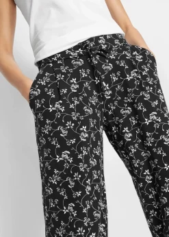 bonprix Nachhaltigere Materialien|Hosen^Palazzo-Hose aus Viskose-Mix schwarz geblümt