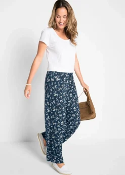 bonprix Bekleidung·Kleider|Hosen^Palazzo-Hose aus Viskose-Mix dunkelblau geblümt