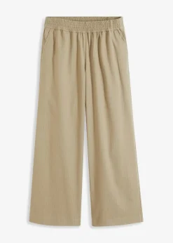 bonprix Bekleidung·Kleider|Nachhaltigere Materialien^Palazzo-Hose in Wolloptik new khaki/wollweiß gestreift