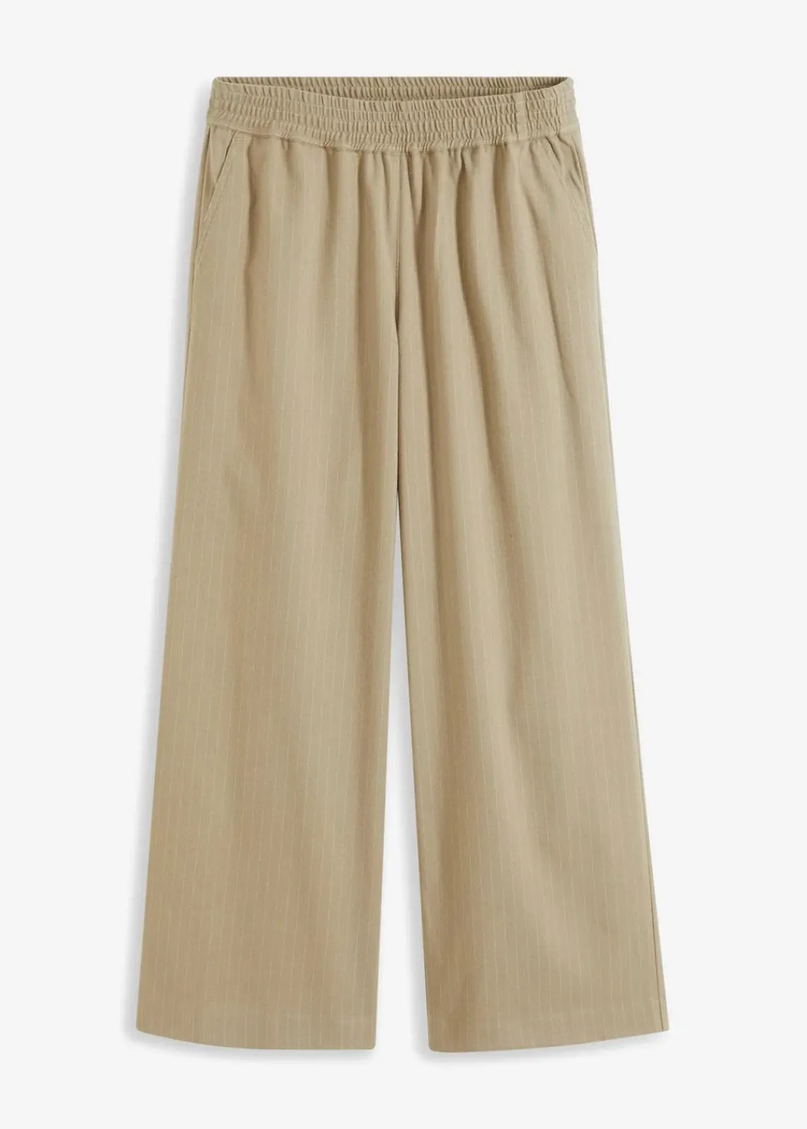 bonprix Bekleidung·Kleider|Nachhaltigere Materialien^Palazzo-Hose in Wolloptik new khaki/wollweiß gestreift