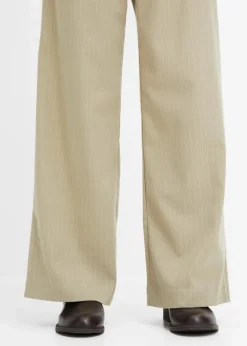 bonprix Bekleidung·Kleider|Nachhaltigere Materialien^Palazzo-Hose in Wolloptik new khaki/wollweiß gestreift