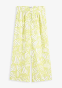 bonprix Hosen|Bekleidung·Kleider^Palazzo-Hose mit Bequembund zitrusgelb/wollweiß bedruckt