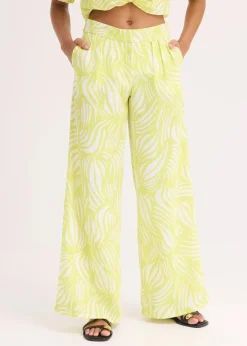 bonprix Hosen|Bekleidung·Kleider^Palazzo-Hose mit Bequembund zitrusgelb/wollweiß bedruckt