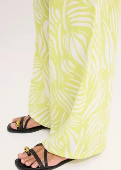 bonprix Hosen|Bekleidung·Kleider^Palazzo-Hose mit Bequembund zitrusgelb/wollweiß bedruckt