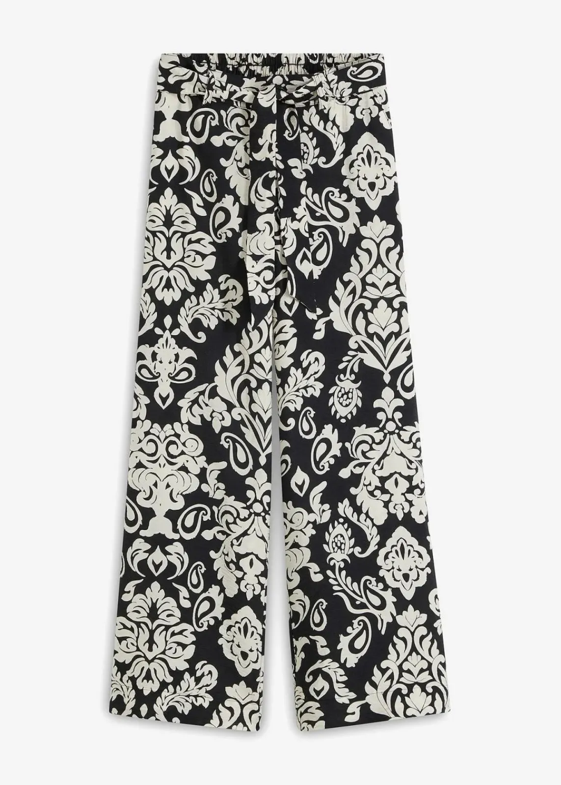 bonprix Bekleidung·Kleider|Hosen^Palazzo-Hose mit Bequembund schwarz/kieselbeige graphisch bedruckt