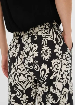 bonprix Bekleidung·Kleider|Hosen^Palazzo-Hose mit Bequembund schwarz/kieselbeige graphisch bedruckt