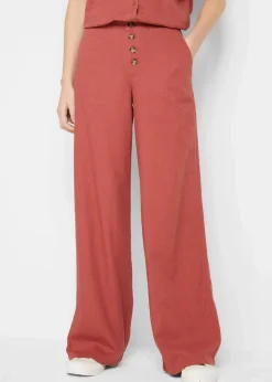 bonprix Hosen|Bekleidung·Kleider^Palazzo-Hose mit Leinen marsalabraun