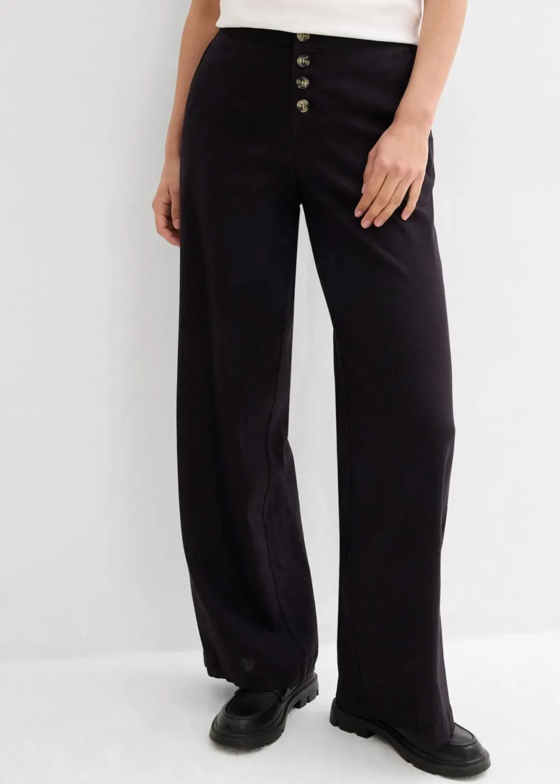 bonprix Hosen|Bekleidung·Kleider^Palazzo-Hose mit Leinen schwarz