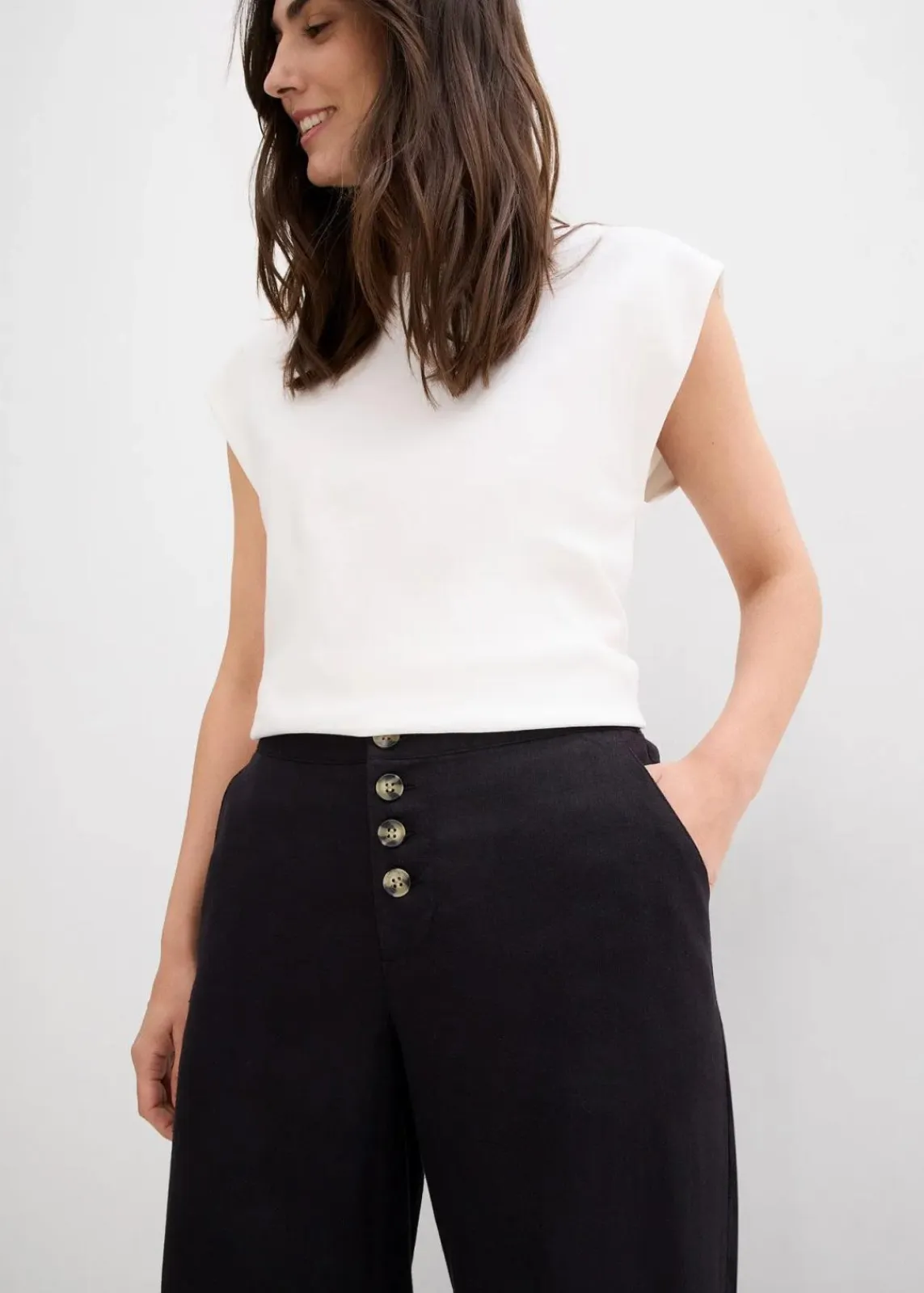 bonprix Hosen|Bekleidung·Kleider^Palazzo-Hose mit Leinen schwarz