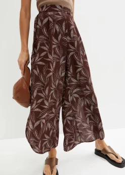 bonprix Hosen|Bekleidung·Kleider^Palazzo-Hose mit Schlitz terrabraun/sandbeige bedruckt