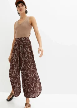 bonprix Hosen|Bekleidung·Kleider^Palazzo-Hose mit Schlitz terrabraun/sandbeige bedruckt
