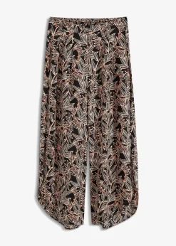 bonprix Bekleidung·Kleider|Hosen^Palazzo-Hose mit Schlitz schwarz/orange/natur bedruckt