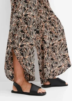 bonprix Bekleidung·Kleider|Hosen^Palazzo-Hose mit Schlitz schwarz/orange/natur bedruckt