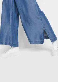 bonprix Bekleidung·Kleider|Hosen^Palazzo-Hose mit Seitenschlitz, 7/8 Länge blau denim