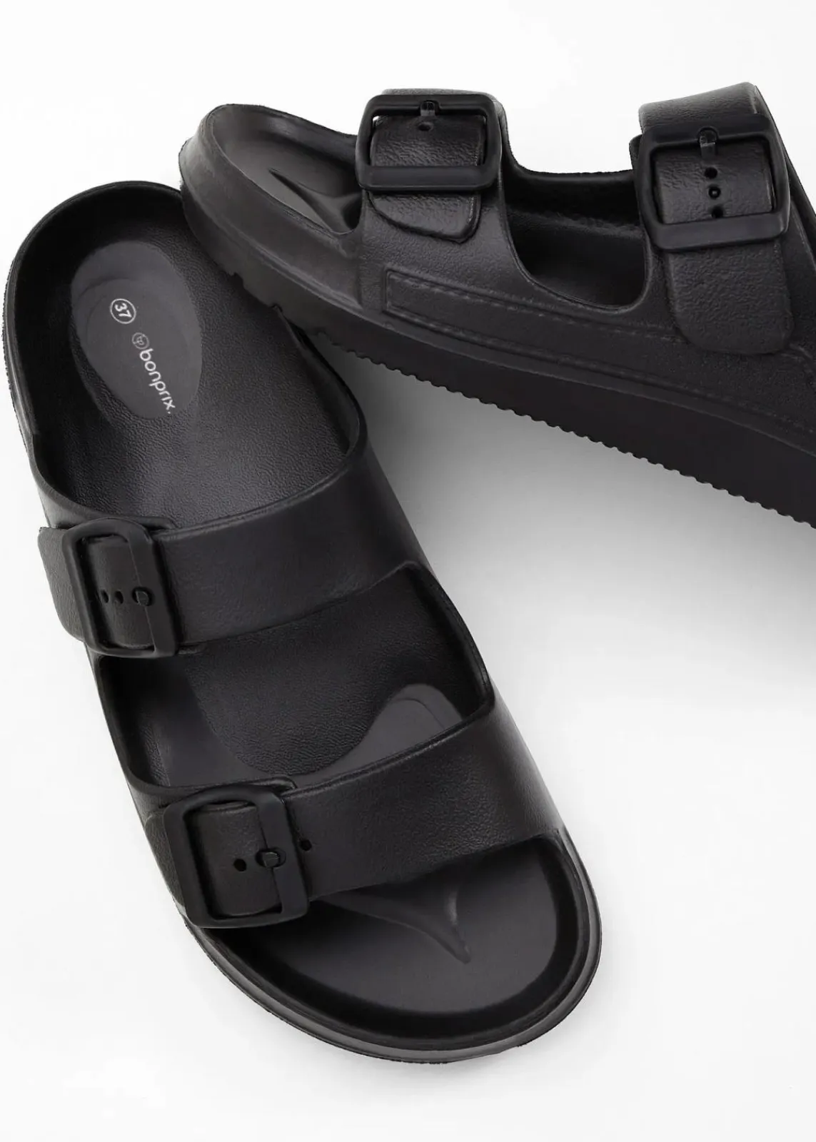 bonprix Sommerschuhe|Strandmode^Pantoletten aus wasserabweisendem Material schwarz