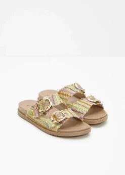 bonprix Strandmode|Sommerschuhe^Pantoletten in Bast-Optik natur multi