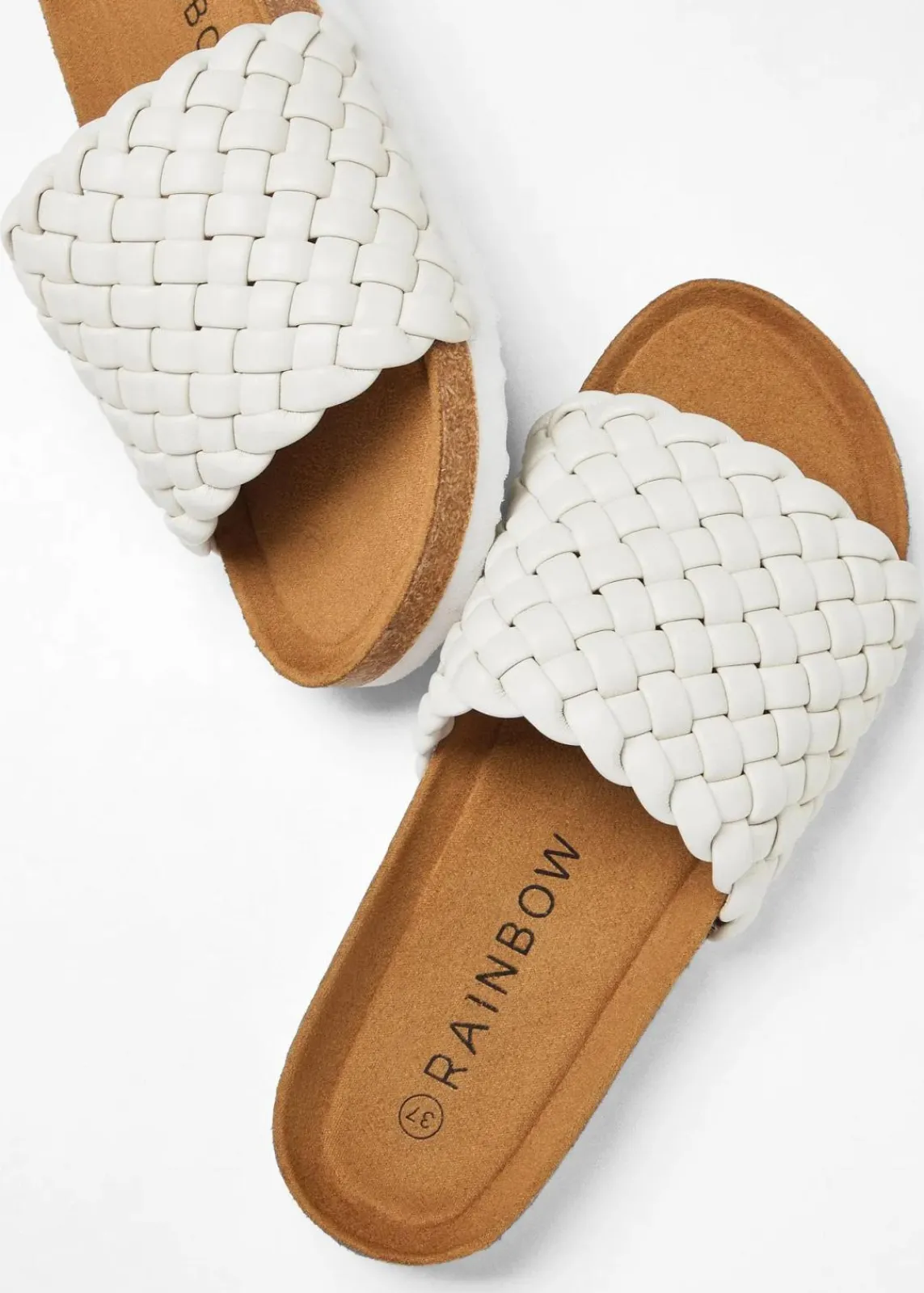 bonprix Sommerschuhe^Pantoletten in Flechtoptik beige