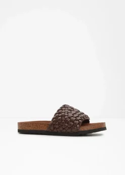 bonprix Sommerschuhe^Pantoletten in Flechtoptik dunkelbraun