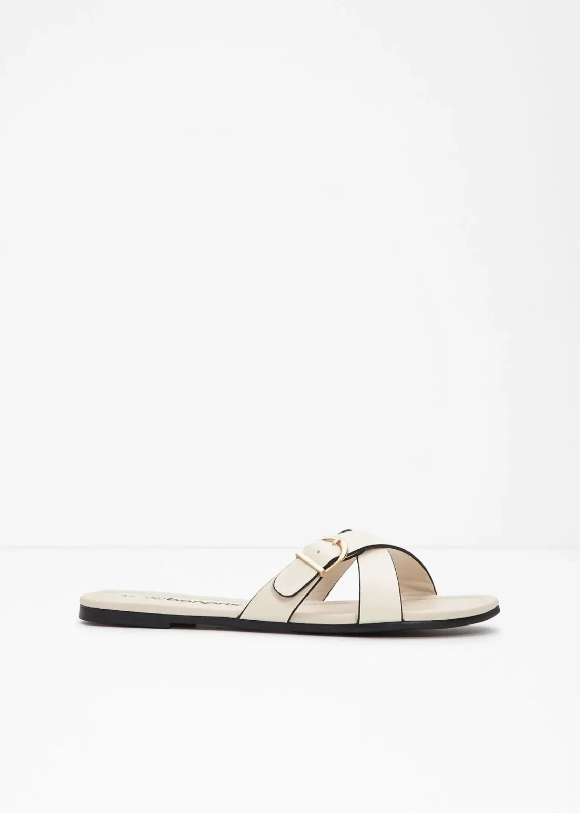 bonprix Strandmode|Sommerschuhe^Pantoletten mit dekorativer Schnalle naturbeige