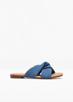 bonprix Sommerschuhe^Pantoletten mit Knoten blau denim