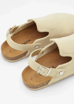 bonprix Sommerschuhe^Pantoletten mit Riemen grünbeige