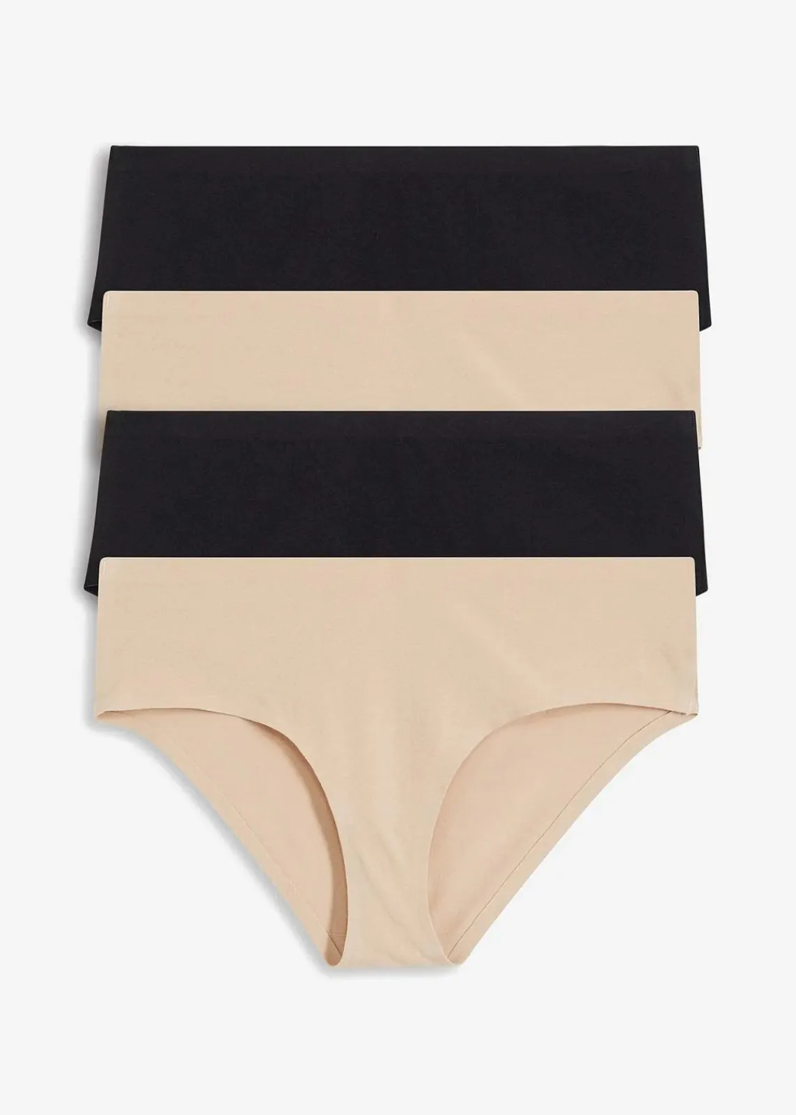 bonprix Wäsche·Baumwollunterwäsche|Wäsche·Höschen^Panty mit Bio-Baumwolle (4er Pack) kreidebeige+schwarz